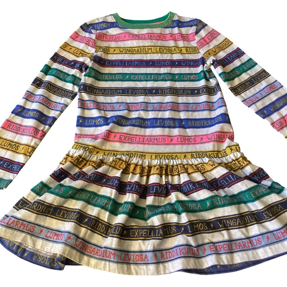 Mini Boden Harry Potter class striped charms dress 7-8